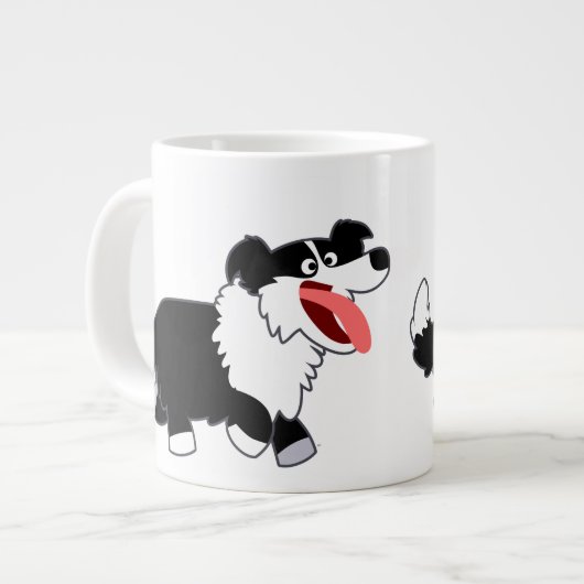 Schattige Happy Cartoon Border Collie Jumbo Mok (Links)