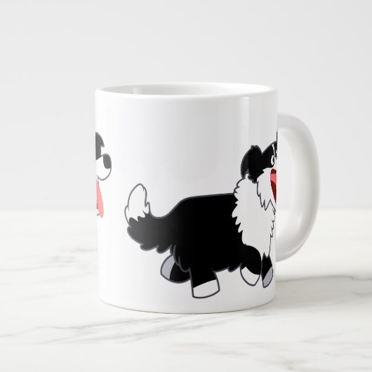 Schattige Happy Cartoon Border Collie Jumbo Mok (Voorkant rechts)