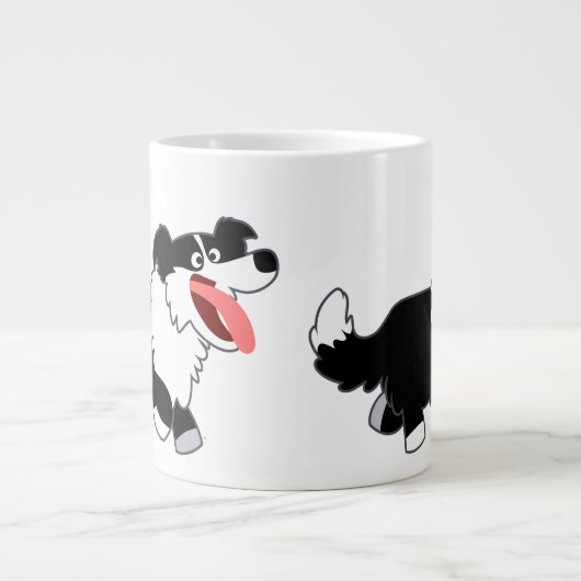 Schattige Happy Cartoon Border Collie Jumbo Mok (Voorkant)
