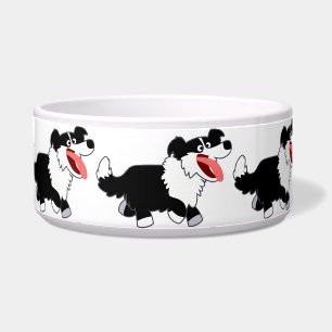 Schattige Happy Cartoon Border Collie Pet Bowl Voerbakje