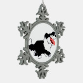 Schattige Happy Cartoon Border Collie Pewter Ornam Tin Sneeuwvlok Ornament (Links)