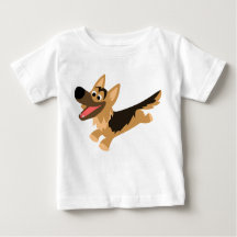 Schattige Happy Cartoon Duits Herder Baby T-shirt
