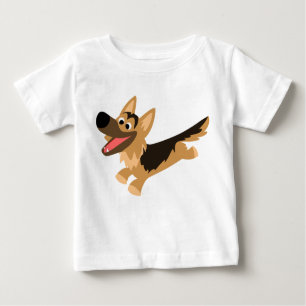 Schattige Happy Cartoon Duits Herder Baby T-shirt
