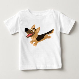 Schattige Happy Cartoon Duits Herder Baby T-shirt