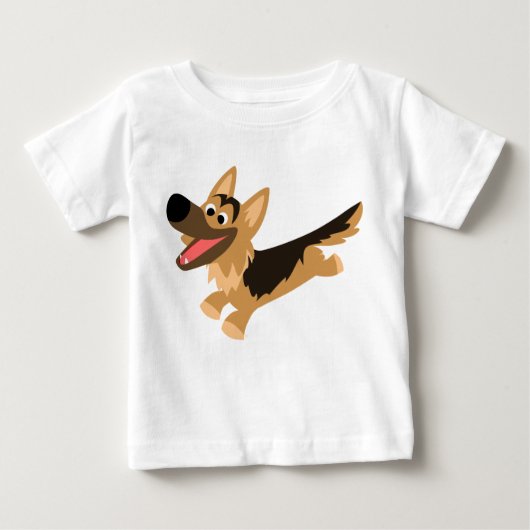 Schattige Happy Cartoon Duits Herder Baby T-shirt (Voorkant)