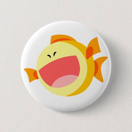 Schattige Happy Cartoon Fish Button Badge (Voorkant)
