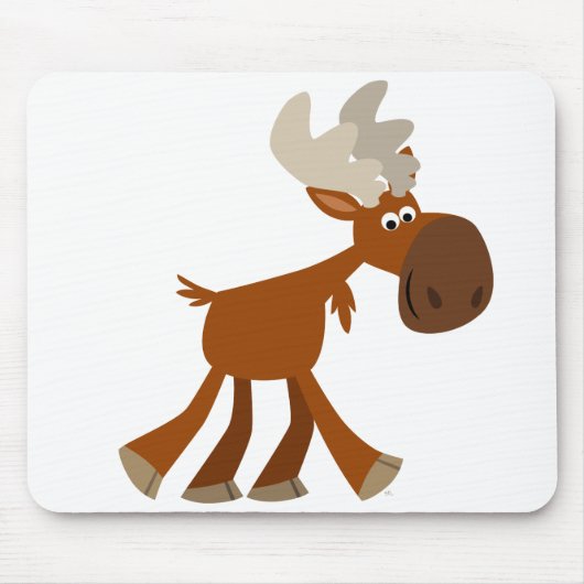 Schattige Happy Cartoon Moose Mousepad Muismat (Voorkant)