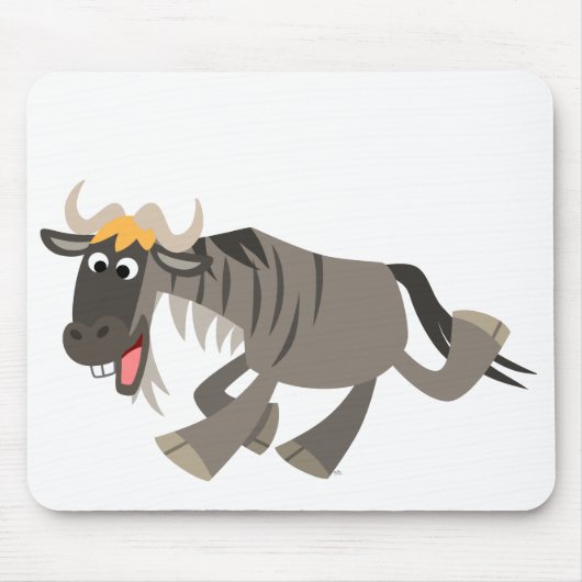 Schattige Happy Cartoon Wildebeest Mousepad Muismat (Voorkant)