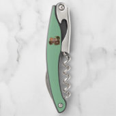 Schattige Happy Cat Couple Sharing Ratten in Mand  Kurkentrekker (Achterkant)