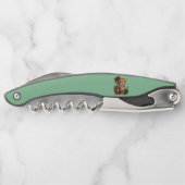 Schattige Happy Cat Couple Sharing Ratten in Mand  Kurkentrekker (Achterkant)