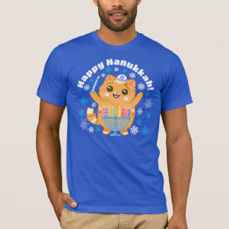 Schattige Happy Chanoeka, Hanucat Menorah T-shirt