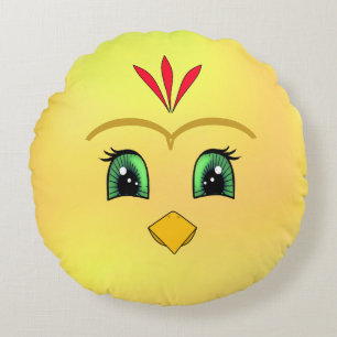 Schattige Happy Chick Face Rond Kussen
