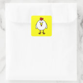 Schattige Happy Chicken - Geel Vierkant Vierkante Sticker (Tas)