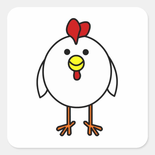Schattige Happy Chicken Square Vierkante Sticker (Voorkant)