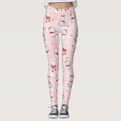 Schattige Happy Christmas Polar Beer Naadloos Patr Leggings (Voorkant)