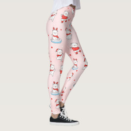 Schattige Happy Christmas Polar Beer Naadloos Patr Leggings