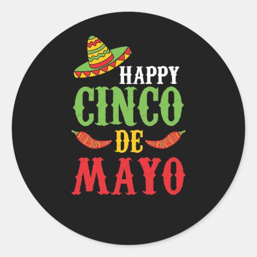 Schattige Happy Cinco De Mayo Ronde Sticker (Voorkant)