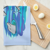 Schattige Happy Dolphins cartoon gepersonaliseerd Theedoek (Quarter Fold)
