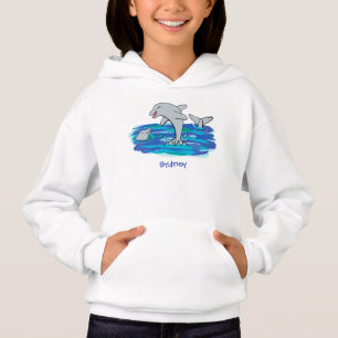 Schattige happy dolphins cartoon illustratie