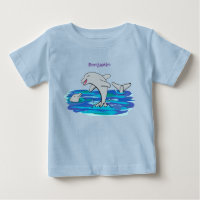 Schattige happy dolphins cartoon illustratie