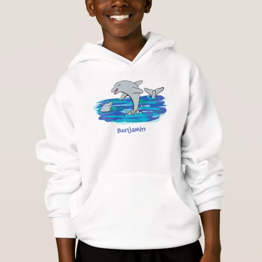 Schattige happy dolphins cartoon illustratie (Voorkant)