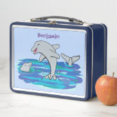 Schattige happy dolphins cartoon illustratie (In situ)