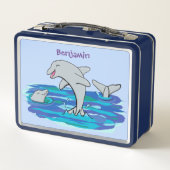 Schattige happy dolphins cartoon illustratie (Achterkant)