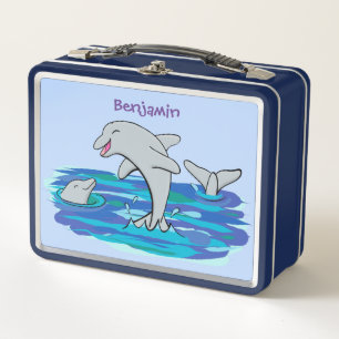 Schattige happy dolphins cartoon illustratie