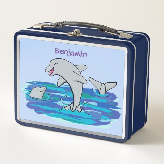 Schattige happy dolphins cartoon illustratie (Voorkant)