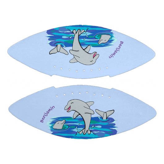 Schattige happy dolphins cartoon illustratie american football (Panelen)