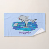 Schattige happy dolphins cartoon illustratie bad handdoek (Handdoek)