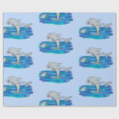 Schattige happy dolphins cartoon illustratie cadeaupapier (Vlak)