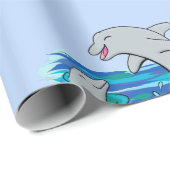 Schattige happy dolphins cartoon illustratie cadeaupapier (Rol Hoek)