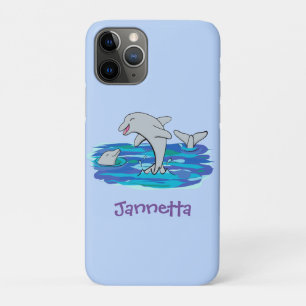 Schattige happy dolphins cartoon illustratie Case-Mate iPhone case
