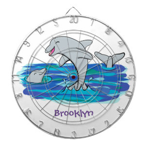 Schattige happy dolphins cartoon illustratie dartbord