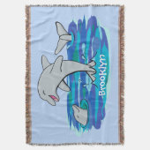 Schattige happy dolphins cartoon illustratie deken (Voorkant Verticaal)
