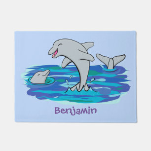 Schattige happy dolphins cartoon illustratie deurmat