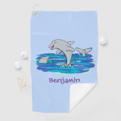 Schattige happy dolphins cartoon illustratie golfhanddoek (Insitu)
