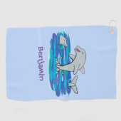 Schattige happy dolphins cartoon illustratie golfhanddoek (Horizontaal)