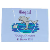 Schattige happy dolphins cartoon illustratie groot cadeauzakje (Achterkant)
