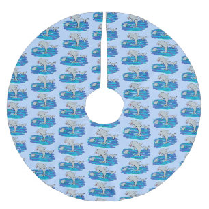 Schattige happy dolphins cartoon illustratie kerstboom rok