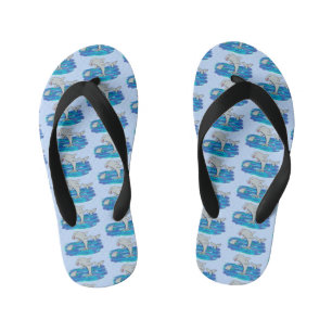 Schattige happy dolphins cartoon illustratie kinder teenslippers