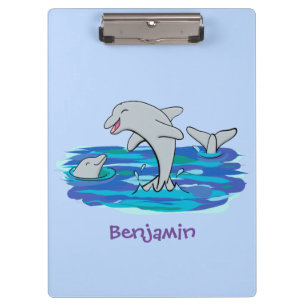 Schattige happy dolphins cartoon illustratie klembord