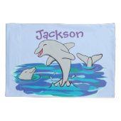 Schattige happy dolphins cartoon illustratie kussensloop (Achterkant)
