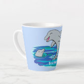 Schattige happy dolphins cartoon illustratie latte mok (Linkerhoek)