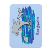 Schattige happy dolphins cartoon illustratie magneet (Verticaal)
