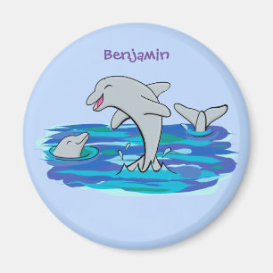 Schattige happy dolphins cartoon illustratie magneet