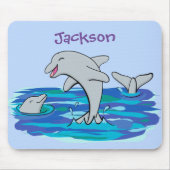 Schattige happy dolphins cartoon illustratie muismat (Voorkant)