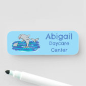 Schattige happy dolphins cartoon illustratie naamplaatje (In situ)