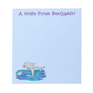 Schattige happy dolphins cartoon illustratie notitieblok
